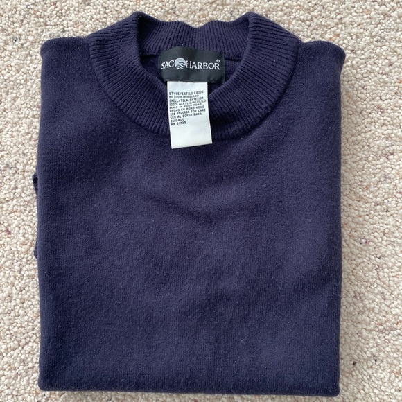 Medium Mock turtle neck, short sleeve sweater. Navy - Picture 2 of 4